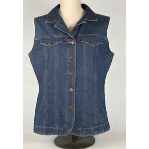 Vintage Bill Blass Denim Vest Western Blue Jean Button Up Pockets 80s 90s Y2k M